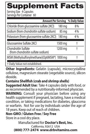 Doctor's Best Glucosamine - Chondroitin - MSM - 240 caps| Buy Now