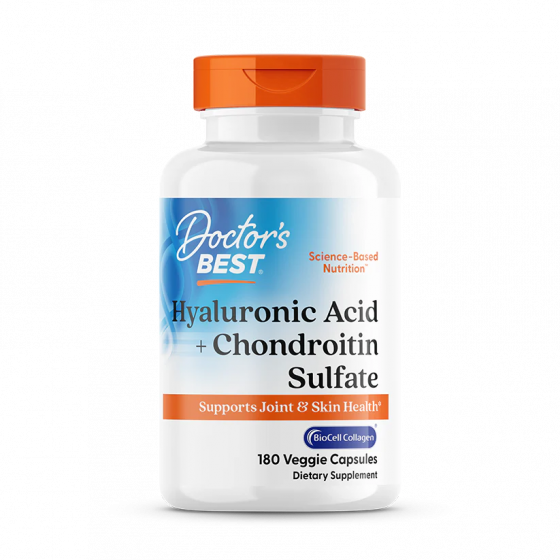 Doctor's Best Hyaluronic Acid + Chondroitin Sulfate, 180 Veggie Caps