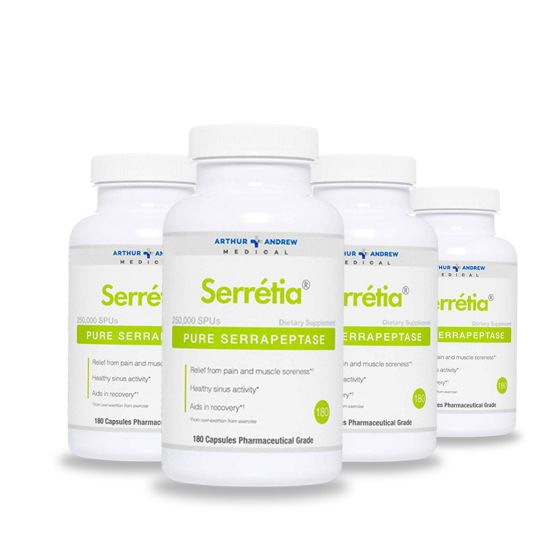 Arthur Andrew - Serretia (Serrapeptase) - 180 capsules (3+1 FREE) 