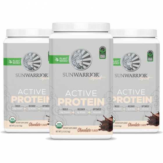 Sunwarrior - Active Protein Chocolate - 3 x 1 kg Voordeelpakket